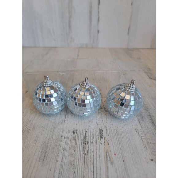 Mini glass disco ball set retro Xmas decor - Picture 1 of 9